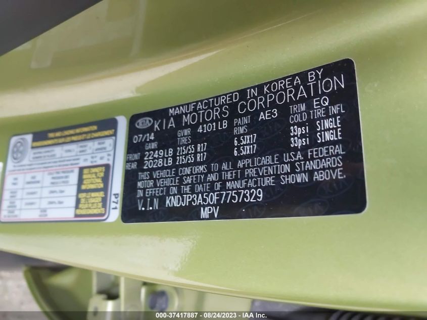 2015 KIA SOUL + - KNDJP3A50F7757329