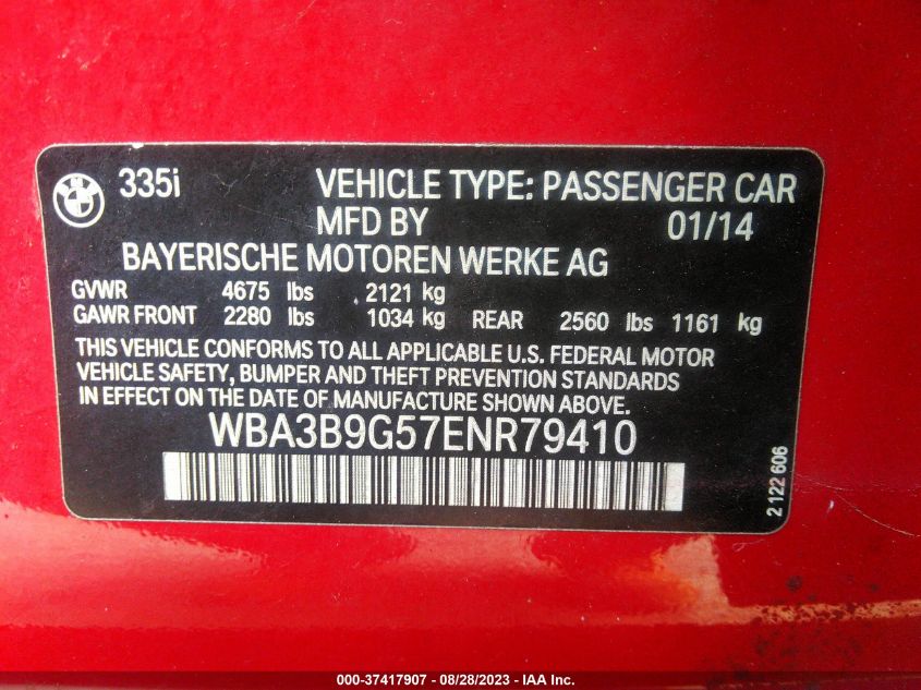 2014 BMW 335I XDRIVE - WBA3B9G57ENR79410