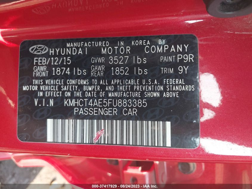2015 HYUNDAI ACCENT GLS - KMHCT4AE5FU883385