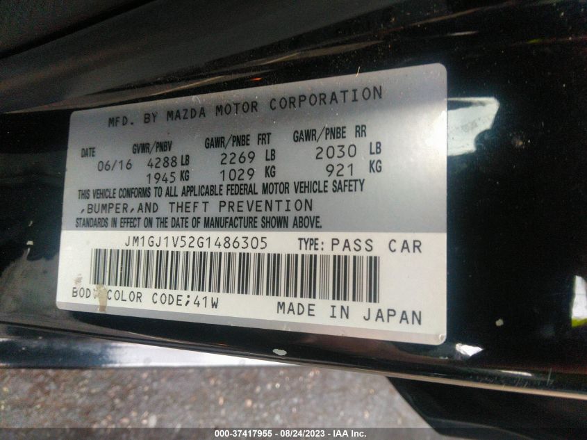 2016 MAZDA MAZDA6 I TOURING - JM1GJ1V52G1486305