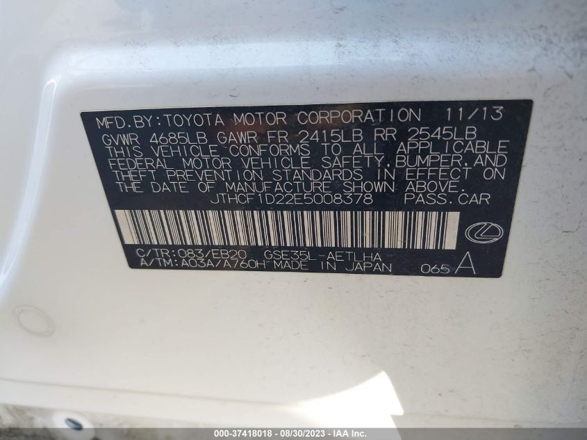 2014 LEXUS IS 250 - JTHCF1D22E5008378