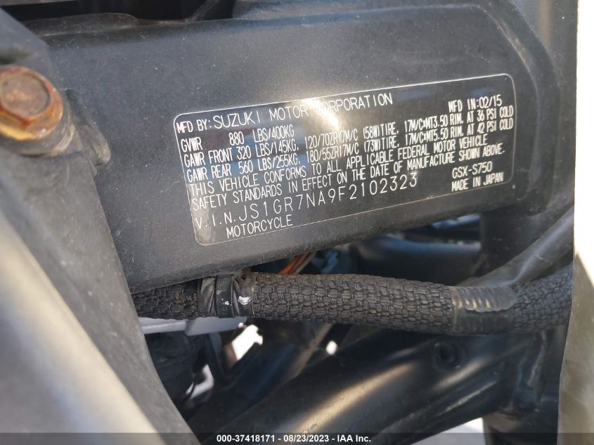 2015 SUZUKI GSX-S750 - JS1GR7NA9F2102323