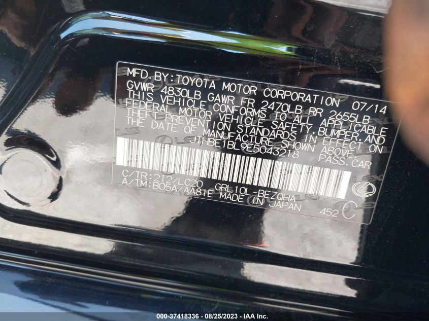 2014 LEXUS GS 350 - JTHBE1BL9E5043218