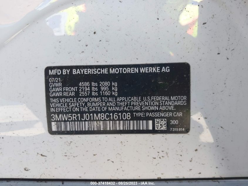 3MW5R1J01M8C16108 BMW 3 Series 330I 9