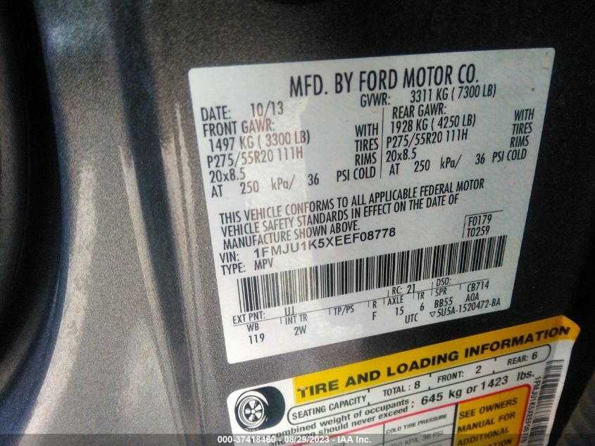 2014 FORD EXPEDITION LIMITED - 1FMJU1K5XEEF08778