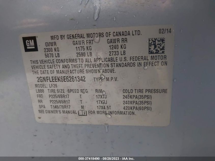 2014 CHEVROLET EQUINOX LS - 2GNFLEEK6E6261342