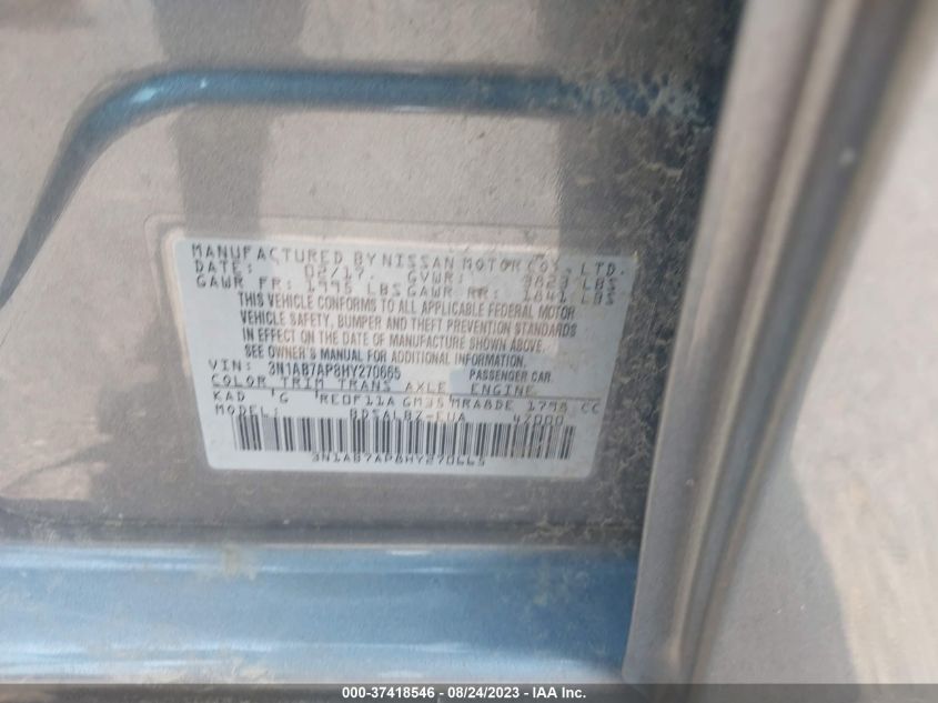 2017 NISSAN SENTRA S - 3N1AB7AP8HY270665