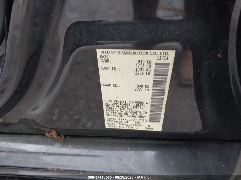 2015 NISSAN ALTIMA 2.5/S/SV/SL - 1N4AL3APXFC221773