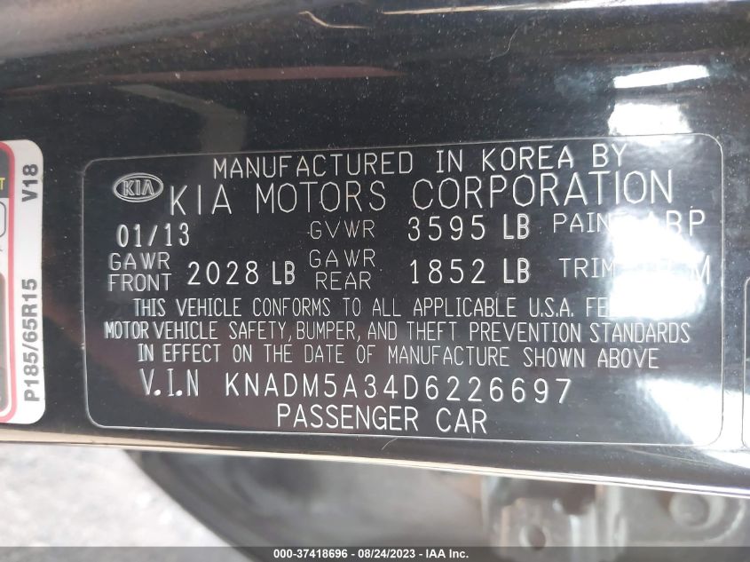 2013 KIA RIO LX - KNADM5A34D6226697