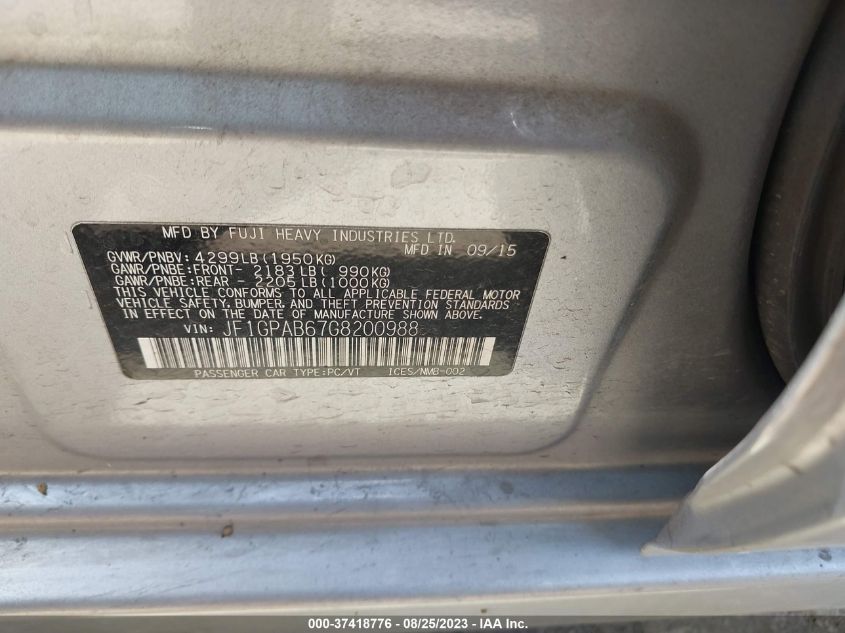 2016 SUBARU IMPREZA WAGON 2.0I PREMIUM - JF1GPAB67G8200988