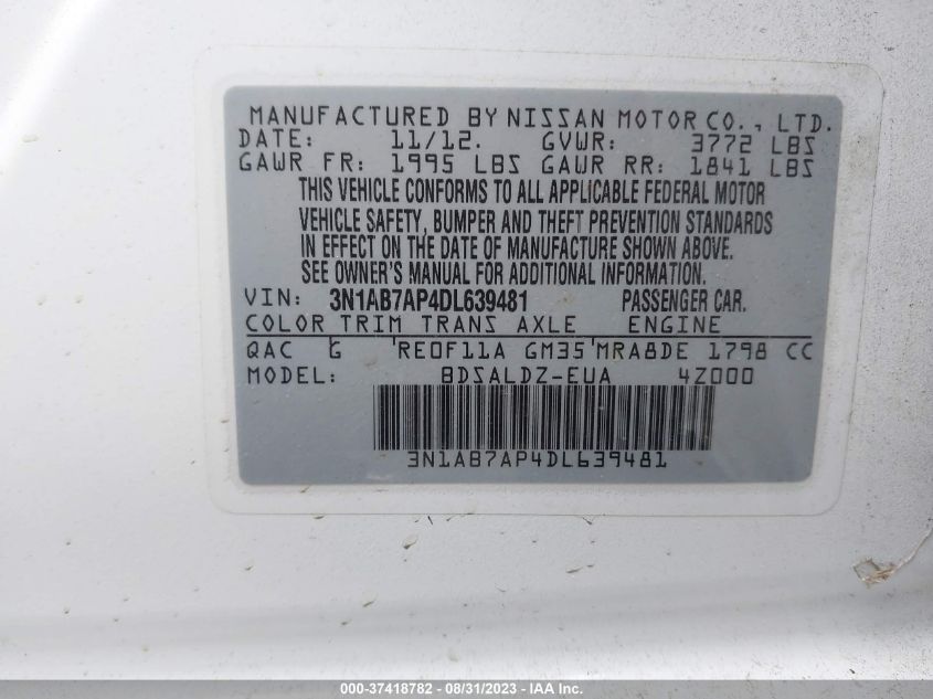 2013 NISSAN SENTRA SV - 3N1AB7AP4DL639481