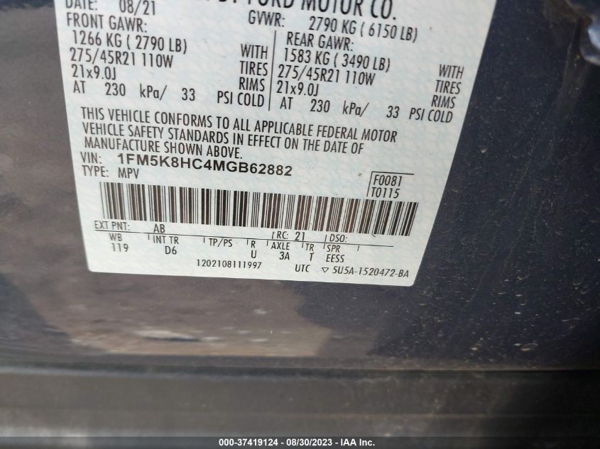 2021 FORD EXPLORER PLATINUM - 1FM5K8HC4MGB62882