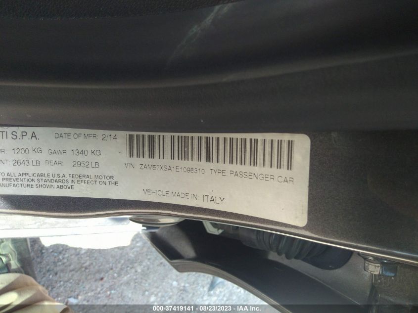 2014 MASERATI GHIBLI ZAM57XSA1E1098310