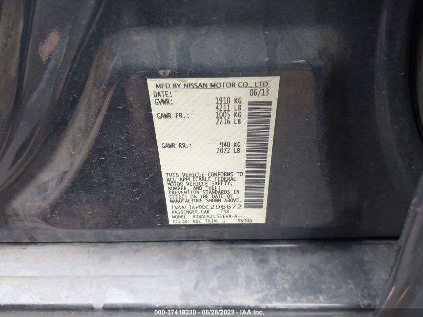 2013 NISSAN ALTIMA 2.5 S - 1N4AL3AP9DC296672