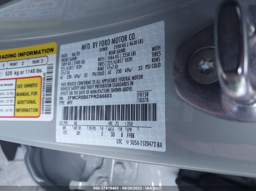 2023 FORD BRONCO SPORT BIG BEND - 3FMCR9B67PRD66603