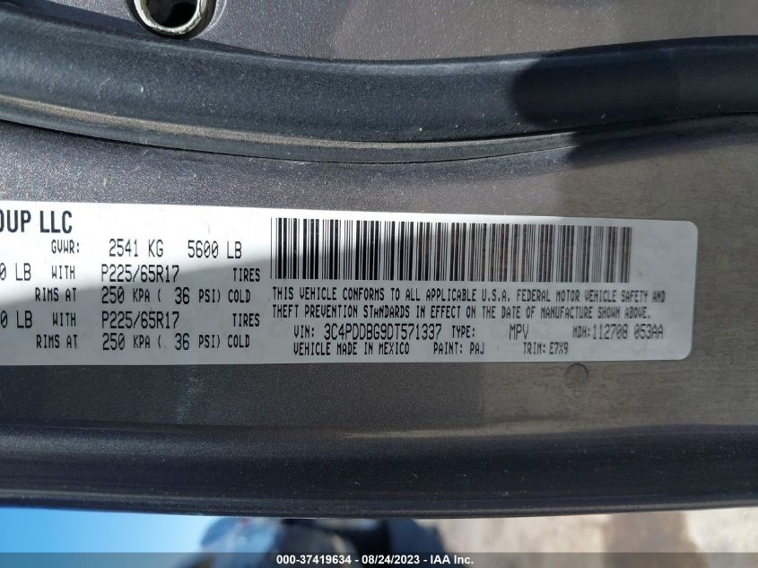 2013 DODGE JOURNEY SXT - 3C4PDDBG9DT571337