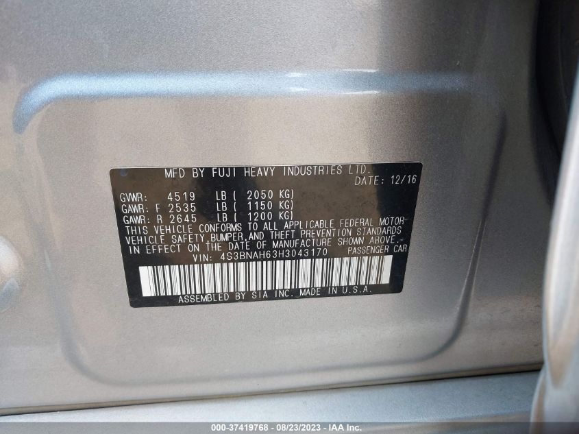 2017 SUBARU LEGACY PREMIUM - 4S3BNAH63H3043170
