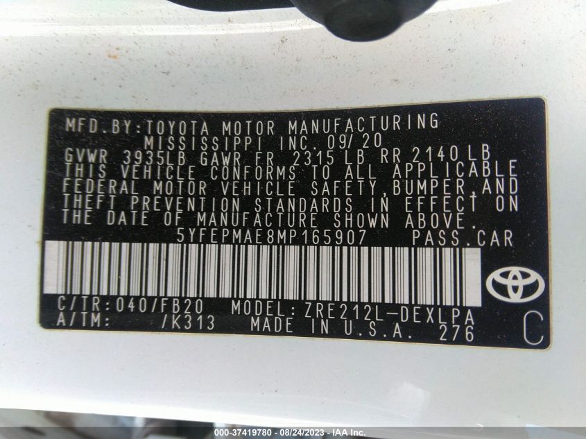 2021 TOYOTA COROLLA LE - 5YFEPMAE8MP165907
