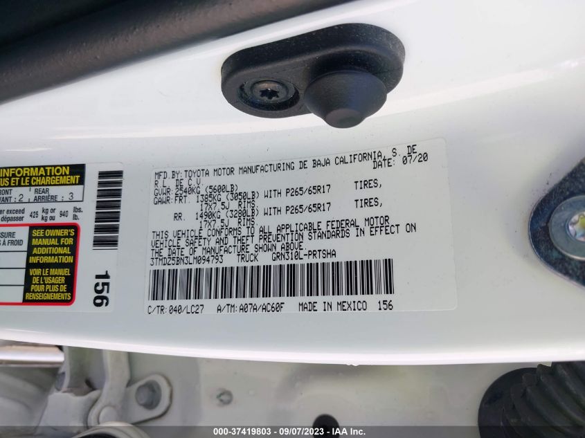2020 TOYOTA TACOMA TRD SPORT - 3TMDZ5BN3LM094793