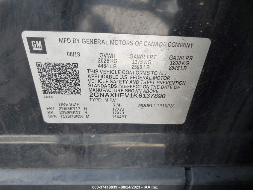 2019 CHEVROLET EQUINOX LS - 2GNAXHEV1K6137890