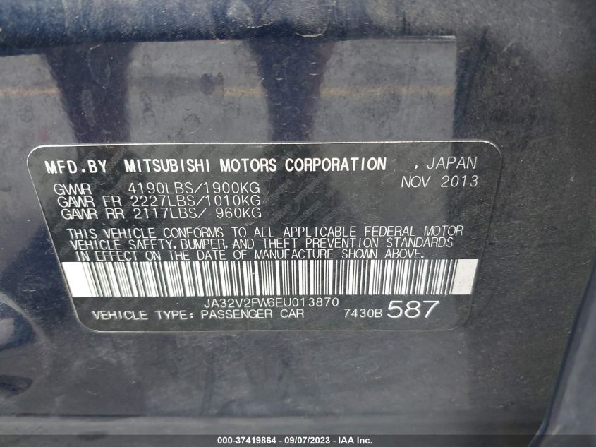 2014 MITSUBISHI LANCER SE - JA32V2FW6EU013870