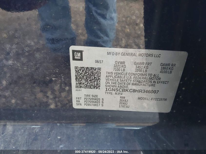 2017 CHEVROLET TAHOE LT - 1GNSCBKC8HR346007