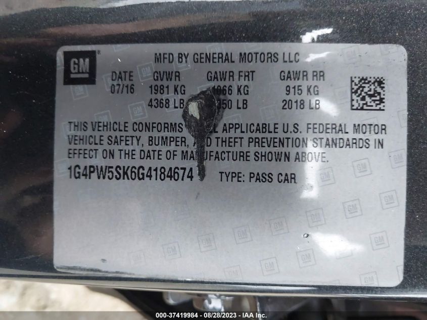 2016 BUICK VERANO - 1G4PW5FK6G4184674