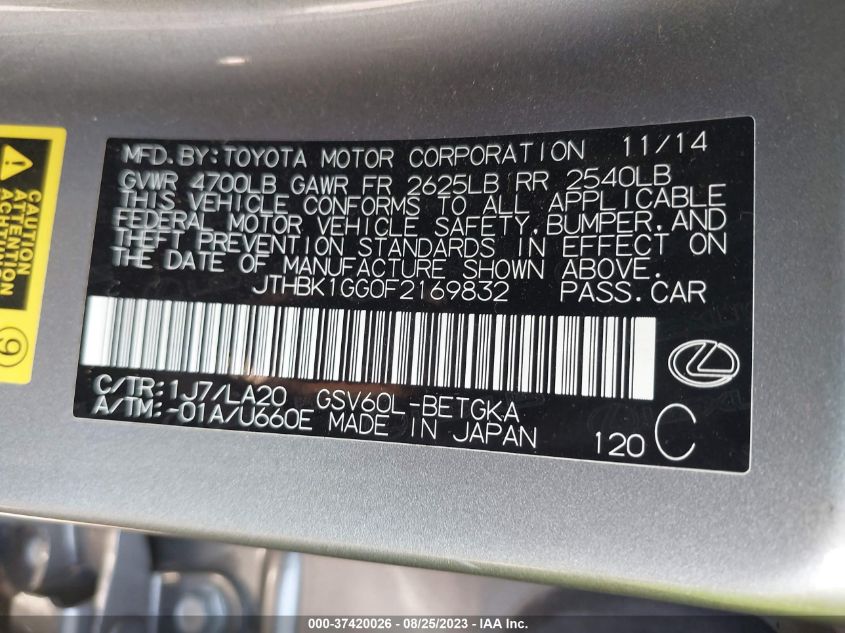 2015 LEXUS ES 350 - JTHBK1GG0F2169832