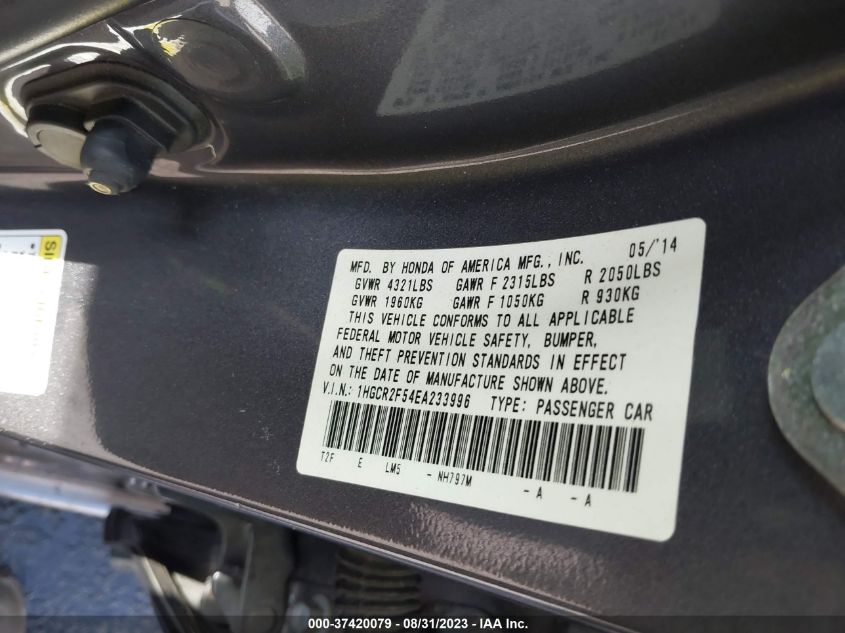 2014 HONDA ACCORD SEDAN SPORT - 1HGCR2F54EA233996