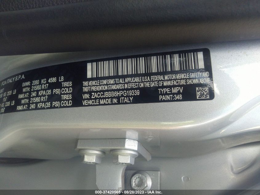 2017 JEEP RENEGADE LATITUDE - ZACCJBBB6HPG19339