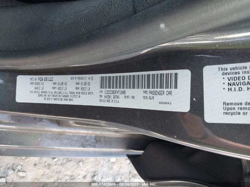 2015 CHRYSLER 200 S - 1C3CCCBB3FN712085