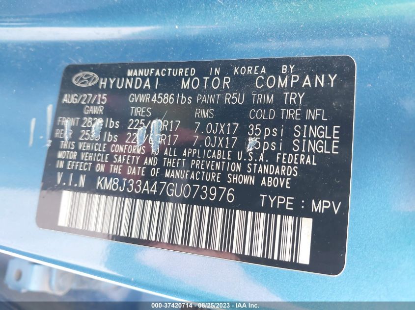 2016 HYUNDAI TUCSON SE - KM8J33A47GU073976