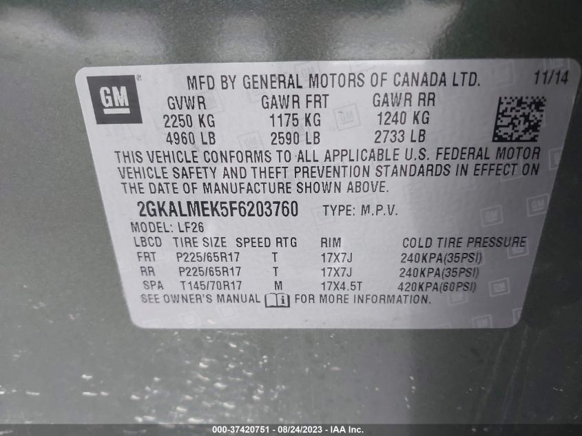 2015 GMC TERRAIN SLE - 2GKALMEK5F6203760