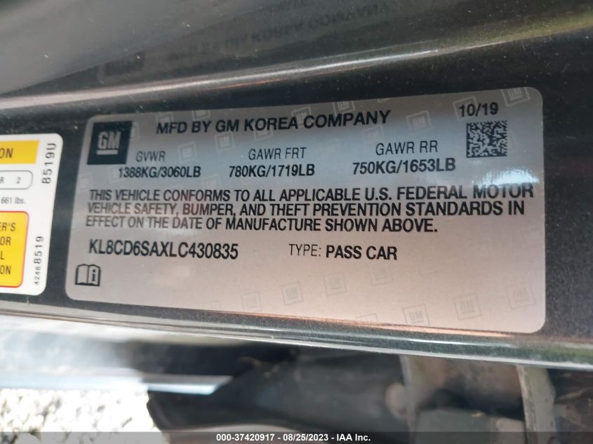 2020 CHEVROLET SPARK 1LT - KL8CD6SAXLC430835