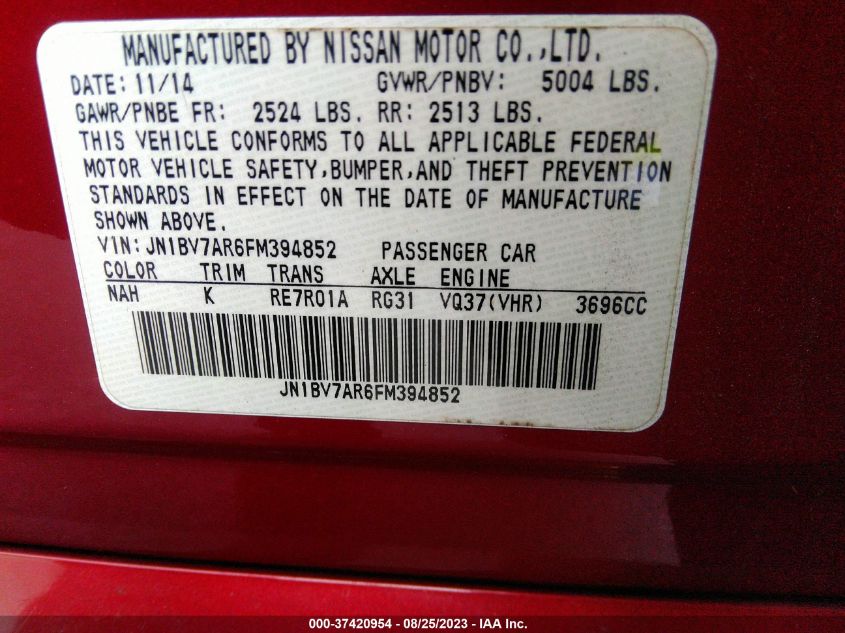 2015 INFINITI Q50 PREMIUM - JN1BV7AR6FM394852