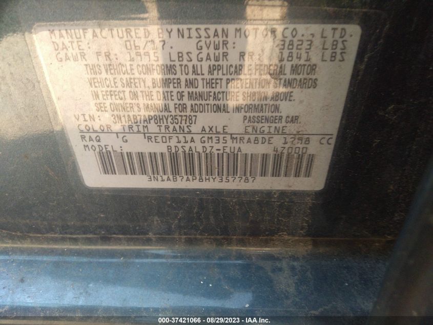 2017 NISSAN SENTRA SV - 3N1AB7AP8HY357787
