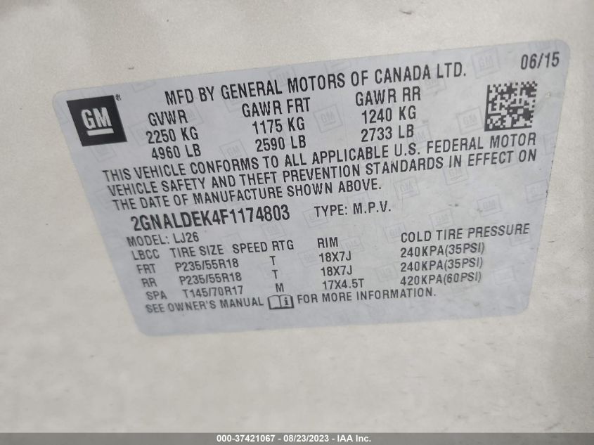 2015 CHEVROLET EQUINOX LTZ - 2GNALDEK4F1174803