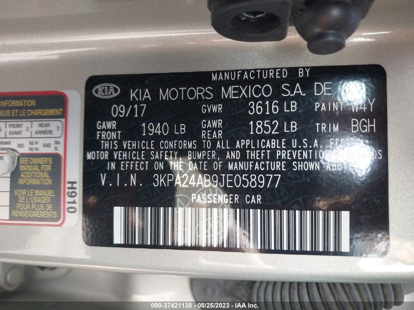 2018 KIA RIO S - 3KPA24AB9JE058977
