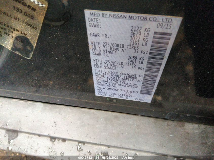 2016 NISSAN ROGUE SL - 5N1AT2MV2GC741607