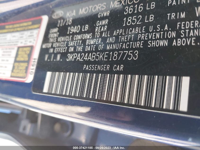 2019 KIA RIO S - 3KPA24AB5KE187753