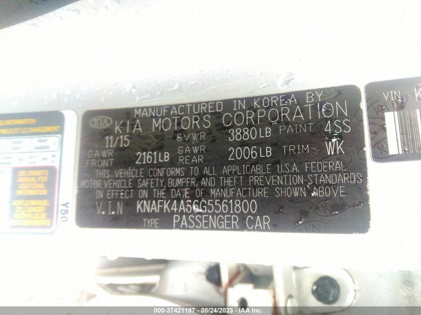 2016 KIA FORTE LX - KNAFK4A66G5561800