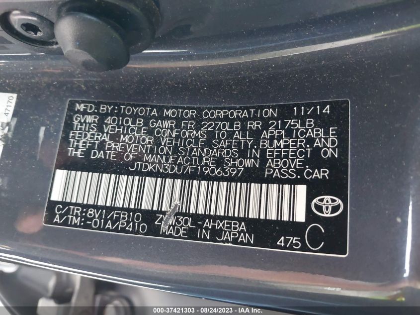 2015 TOYOTA PRIUS FOUR - JTDKN3DU7F1906397