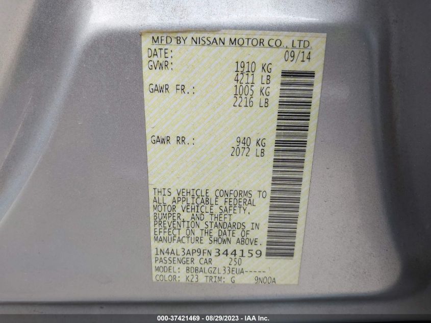 2015 NISSAN ALTIMA 2.5 - 1N4AL3AP9FN344159