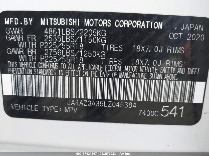 2020 MITSUBISHI OUTLANDER ES/SE/SEL/LE/SP - JA4AZ3A35LZ045384