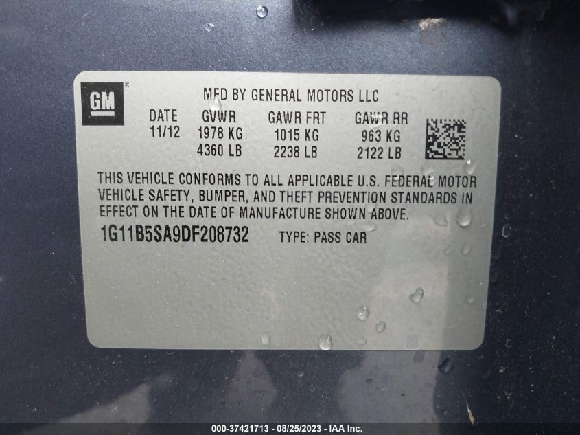 2013 CHEVROLET MALIBU LS - 1G11B5SA9DF208732