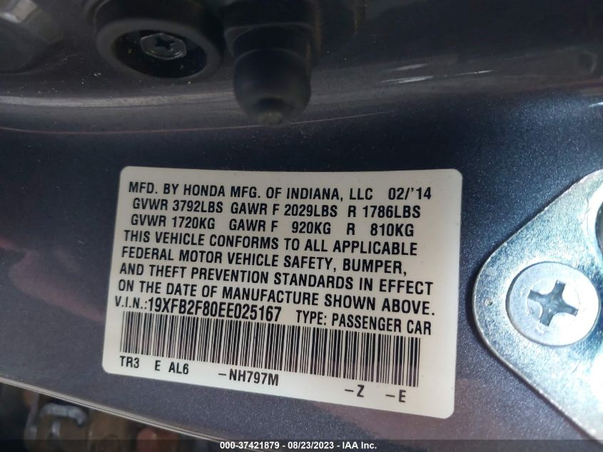 2014 HONDA CIVIC SEDAN EX - 19XFB2F80EE025167