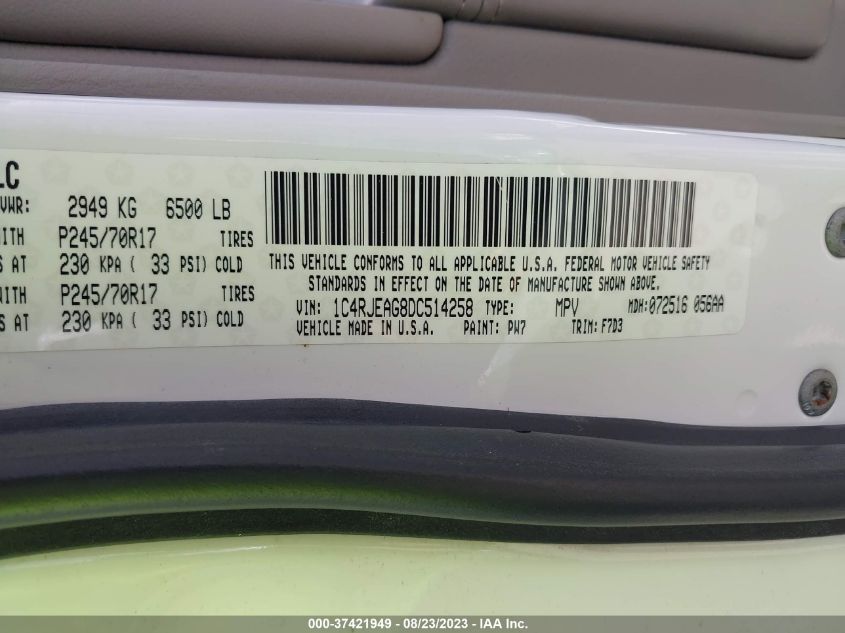 2013 JEEP GRAND CHEROKEE LAREDO - 1C4RJEAG8DC514258