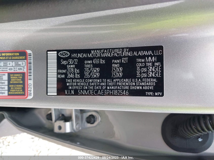 VIN 5NMJECAE3PH182546 2023 HYUNDAI TUCSON LIMITED