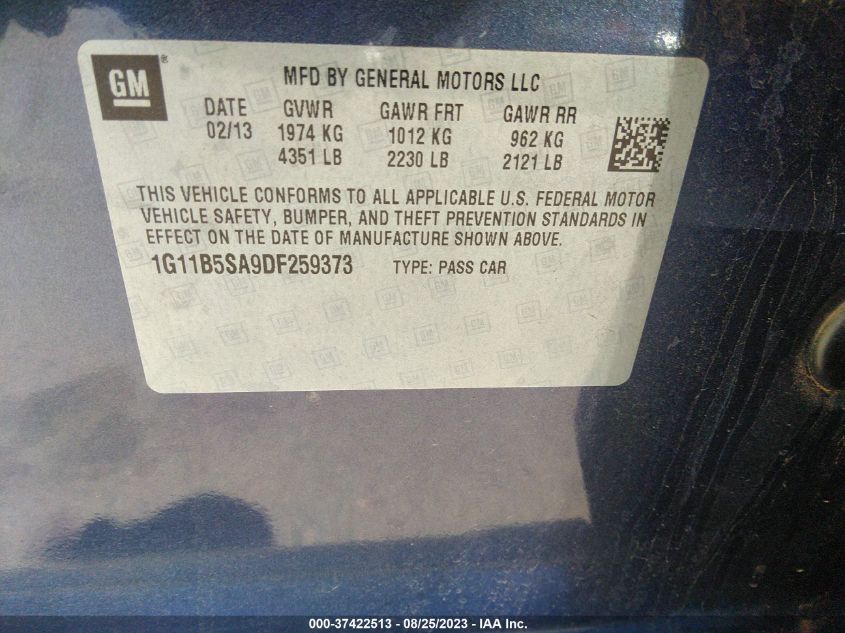 2013 CHEVROLET MALIBU LS - 1G11B5SA9DF259373