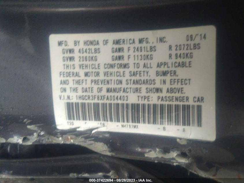 2015 HONDA ACCORD SEDAN EX-L - 1HGCR3F8XFA004403